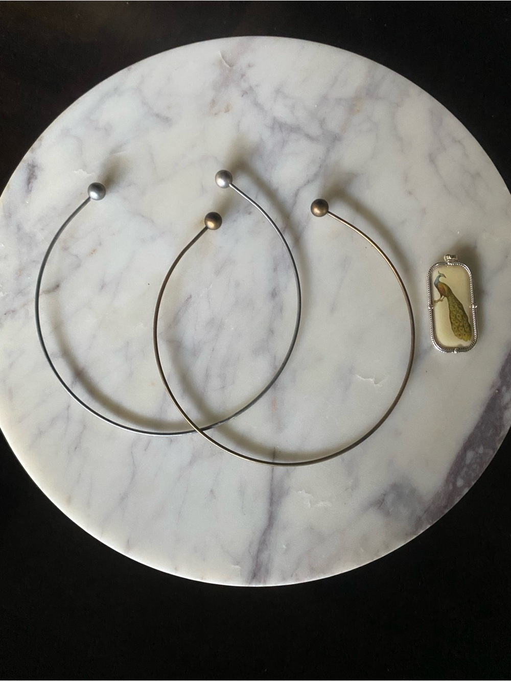 Minimal Open Cuff Necklace - Set of 2 - Silver & Gold with Removable Pendant